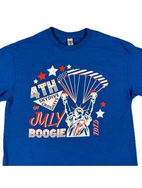 Skydive Cross Keys 4th of July Boogie 2023 Tee Blue Medium